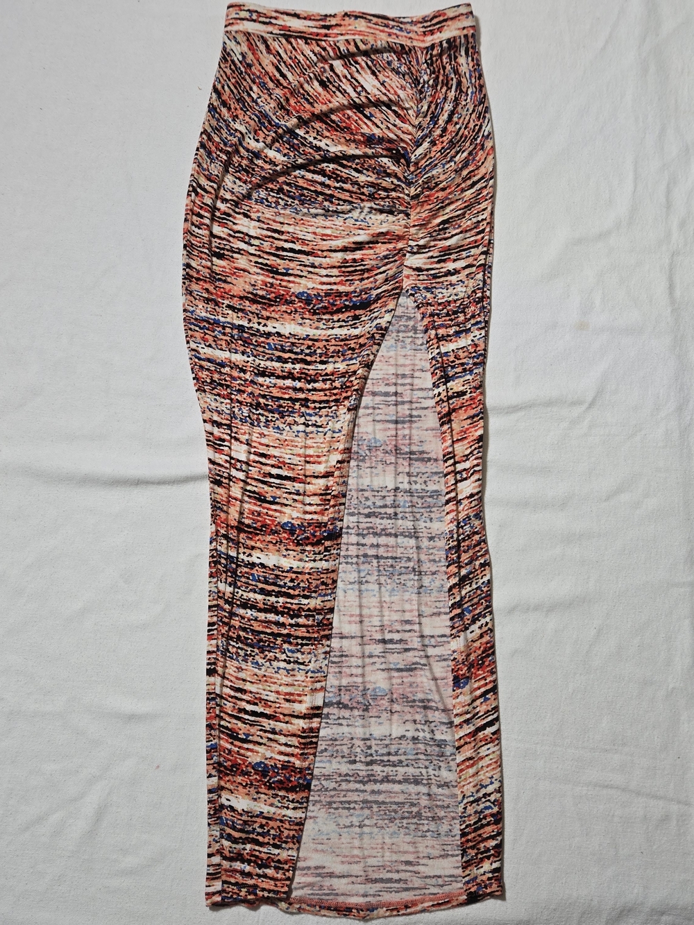 Striped Multi-Color Maxi Skirt with Front Slit